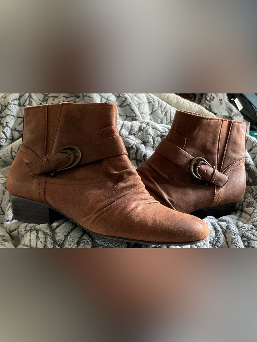 Kim Rogers Tarly Brown Ankle Booties Buckle Side Zip Women’s Size 7.5 M - Picture 9 of 11